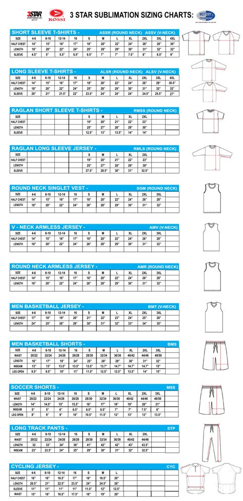 prep sportswear size chart PDF
