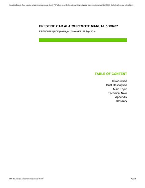 prestige 5bcr07 manual Ebook PDF