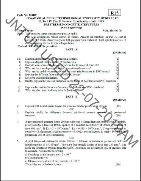 prestressed concrete structures university question papers Reader
