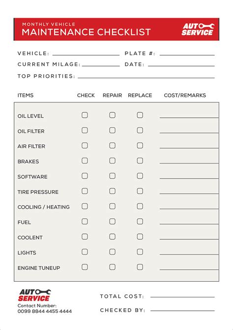 preventative car maintenance checklist Reader