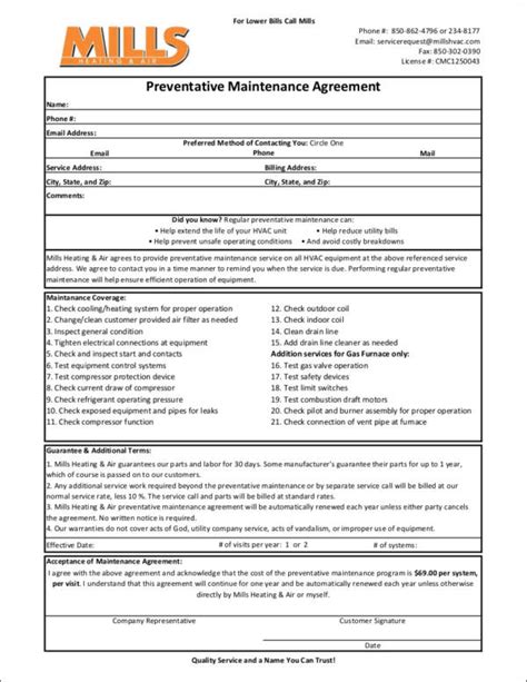 preventative maintenance agreement pdf Epub