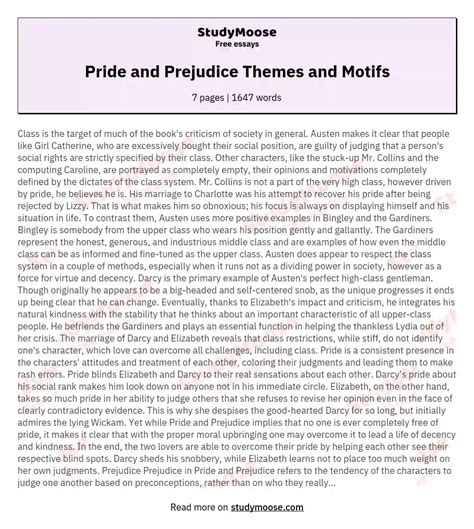 pride and prejudice theme essays Doc