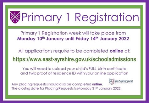 primary 1 registration 2022