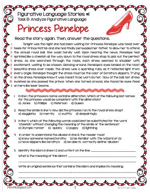 princess penelope figurative language worksheet answers PDF