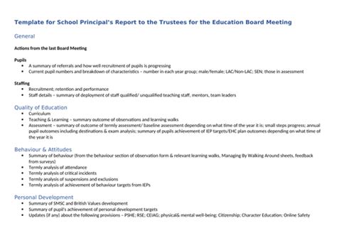principal reports to board Reader