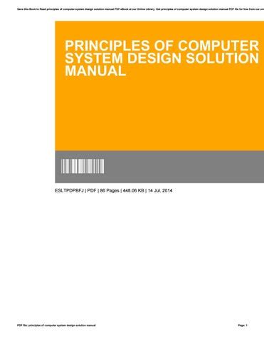 principles of computer system design solution manual Reader
