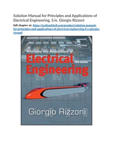 principles of electrical engineering rizzoni solutions manual Reader