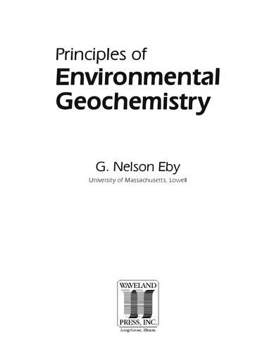 principles of environmental geochemistry solutions Reader