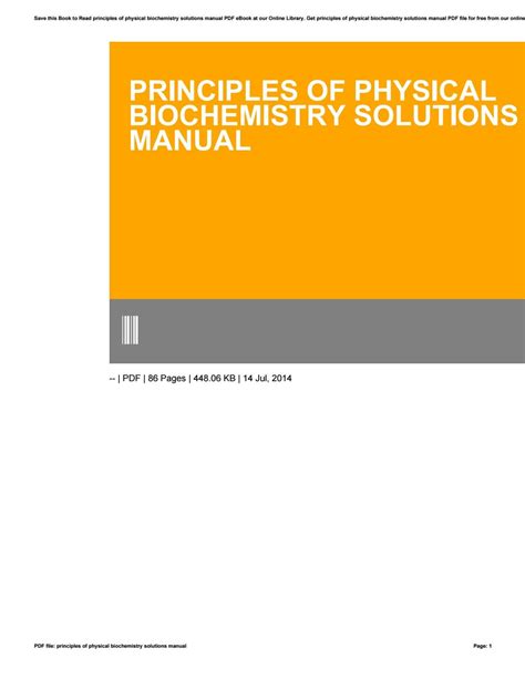 principles of physical biochemistry solutions manual Epub