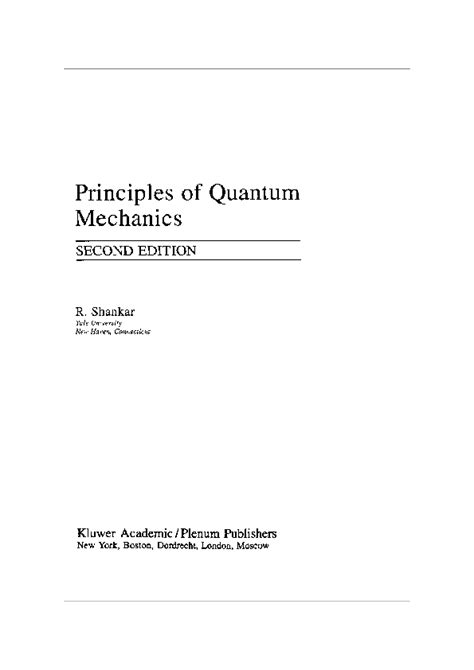 principles of quantum mechanics shankar solutions pdf PDF