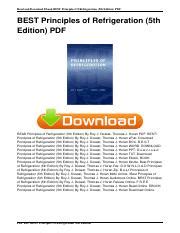 principles of refrigeration 5th edition pdf Epub