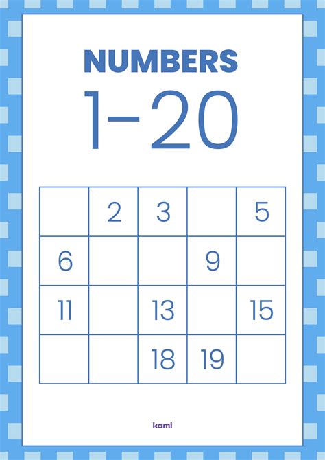 Printable 1 20 Numbers