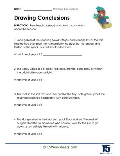 printable drawing conclusions worksheets 4th grade PDF