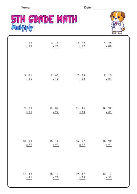 Printable Math Worksheets 5th Grade