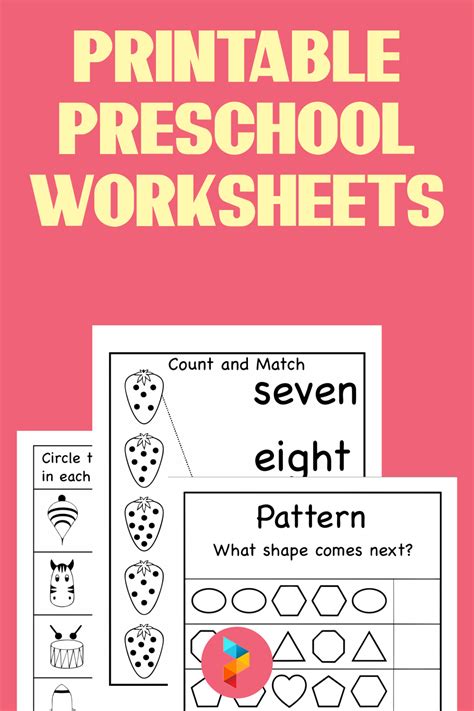Printable Preschool Learning Activities