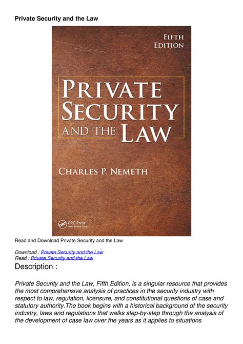 private security and the law private security and the law Epub