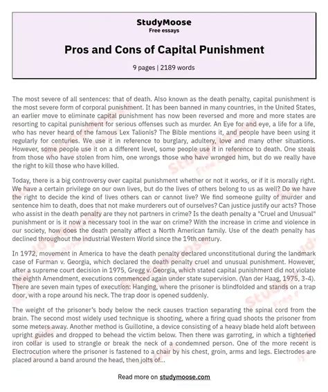 pro capital punishment essay Reader