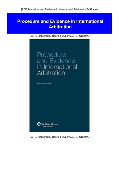 procedure and evidence in international arbitration PDF