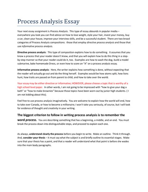 process analysis essay samples Kindle Editon