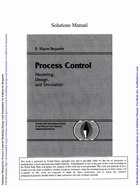 process control modeling design and simulation solutions manual Epub