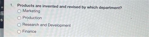 products are invented and revised by which department