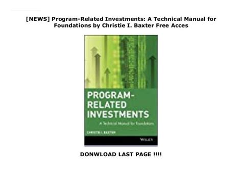 program related investments a technical manual for foundations Epub