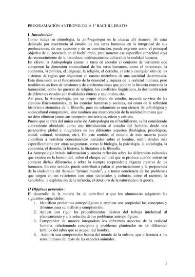 programacion antropologia 1º bachillerato lomce Reader