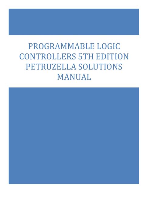 programmable logic controllers solution manual petruzella Reader