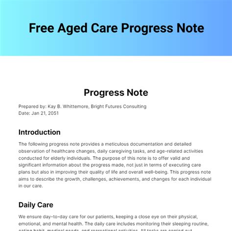 progress note documentation examples in aged care Doc