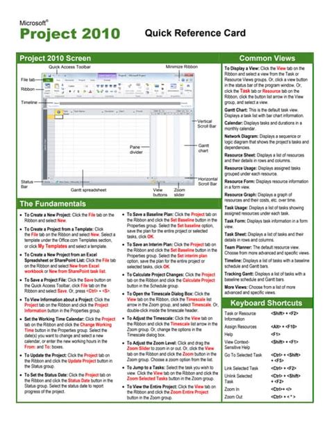 project 2010 quick reference guide Reader
