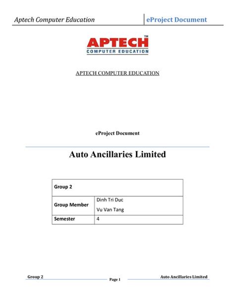 project guide auto ancillaries limited Doc