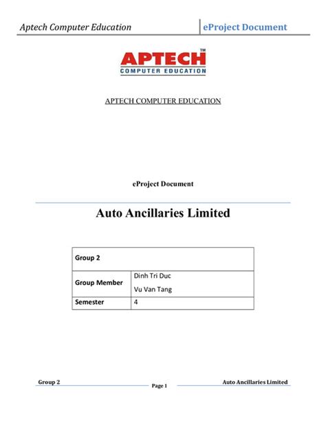 project guide auto ancillaries limited Doc