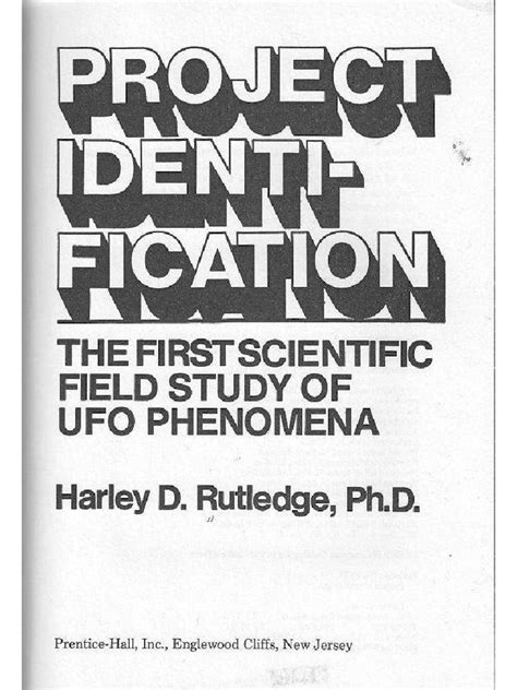 project identification the first scientific field study of ufo phenomena Epub