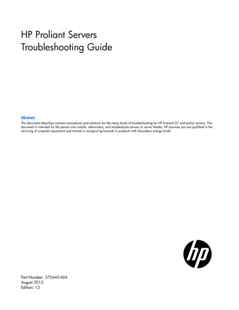 proliant servers troubleshooting guide PDF