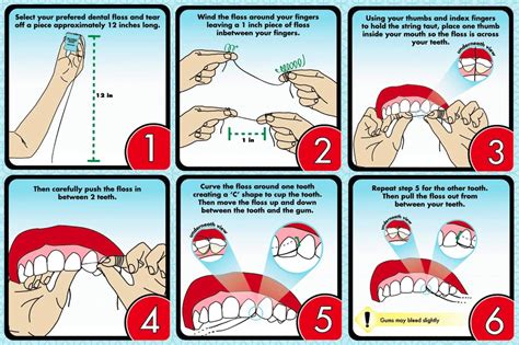 proper flossing technique step by step showing gentle C-shape motion