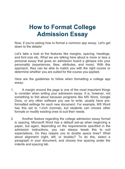 proper format for a college essay PDF