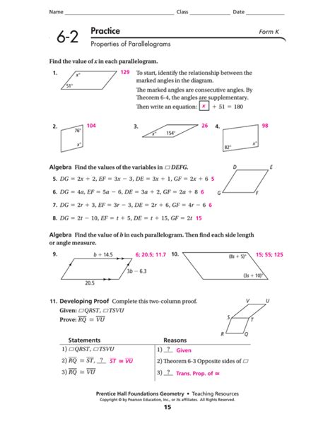 properties of parallelograms answers PDF