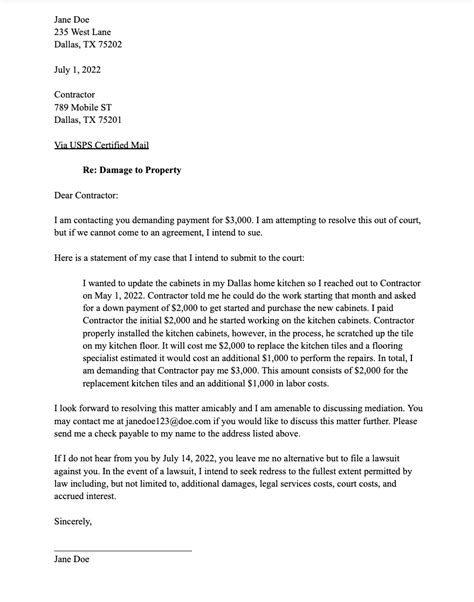 property damage demand letter sample PDF