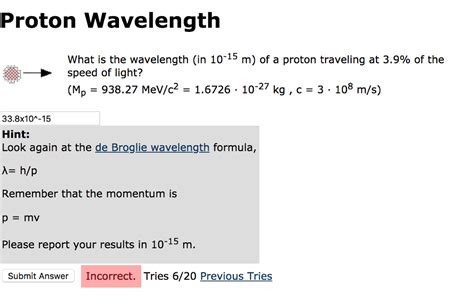 proton wavelength