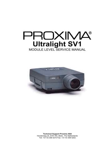proxima ultralight sv1 manual PDF