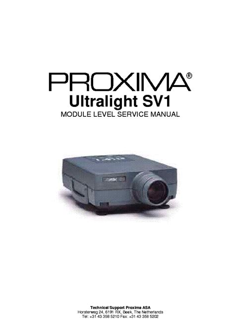 proxima ultralight sv1 manual PDF