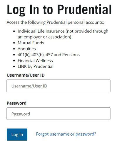 prudential life insurance log in