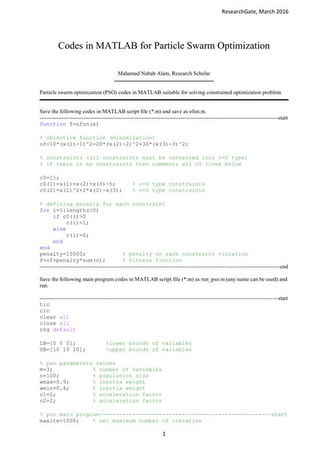 pso matlab code program Epub