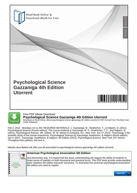 psychological science 4th edition study guide Reader