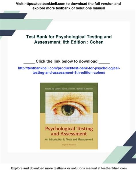 psychological testing and assessment cohen 8th edition pdf Epub