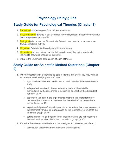 psychology 201 study guide Doc