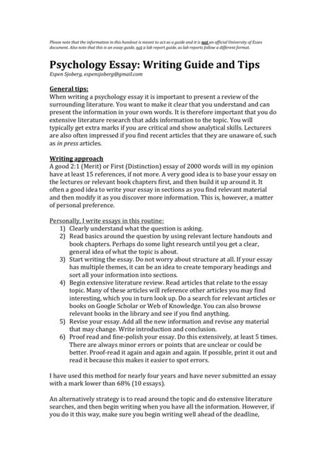 psychology essay writing tips Kindle Editon