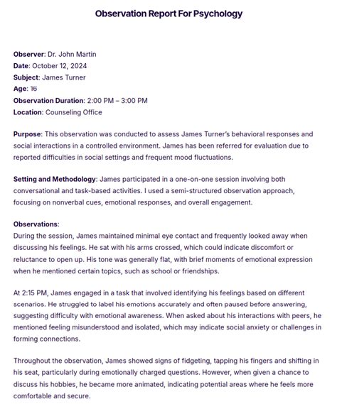 psychology observation paper sample Doc