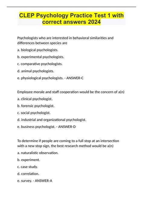 psychology practice test