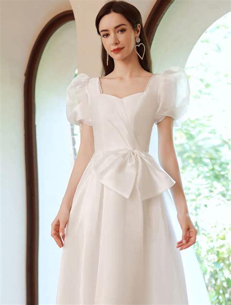 puff sleeve formal dress